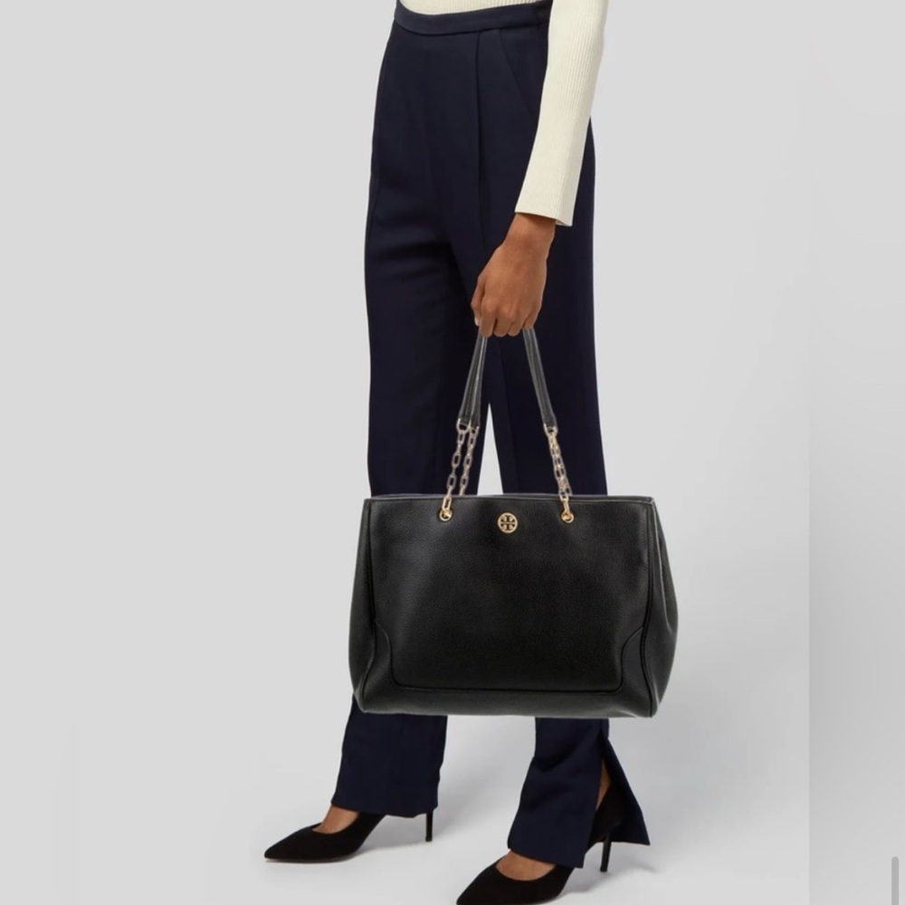 Tory Burch Black Soft Leather Marsden Tote Bag
